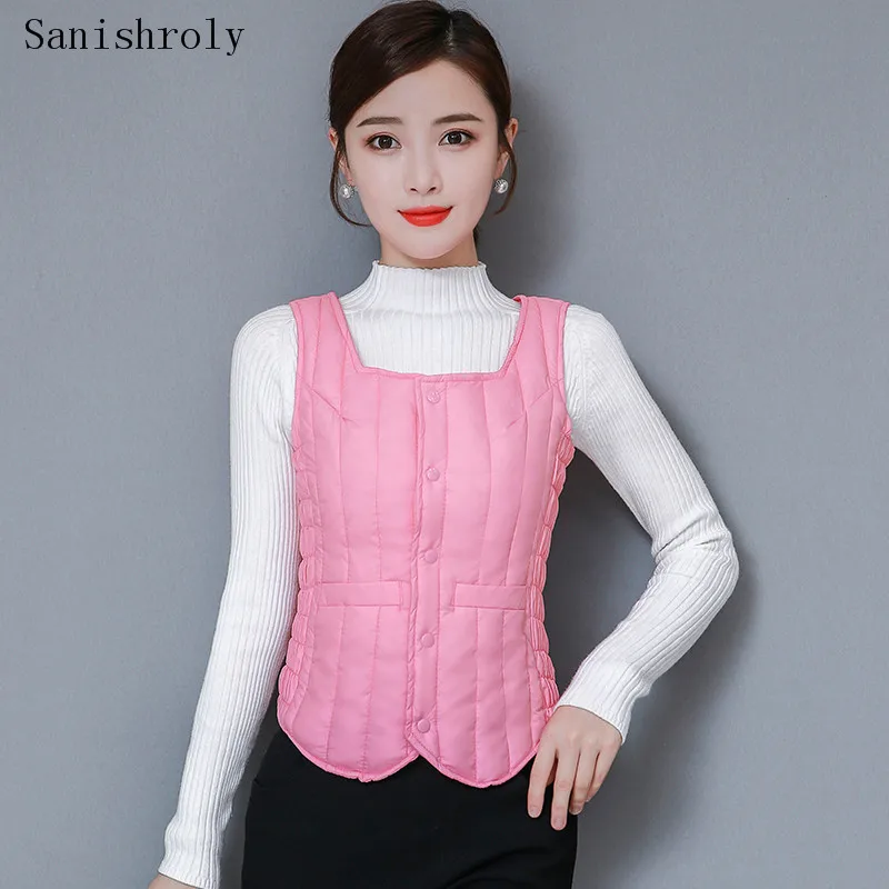 

Sanishroly Women's Sleeveless Waistcoat Coat Autumn Winter Warm Down Cotton Vest Jacket Female Slim Short Outwears Tops SE1065