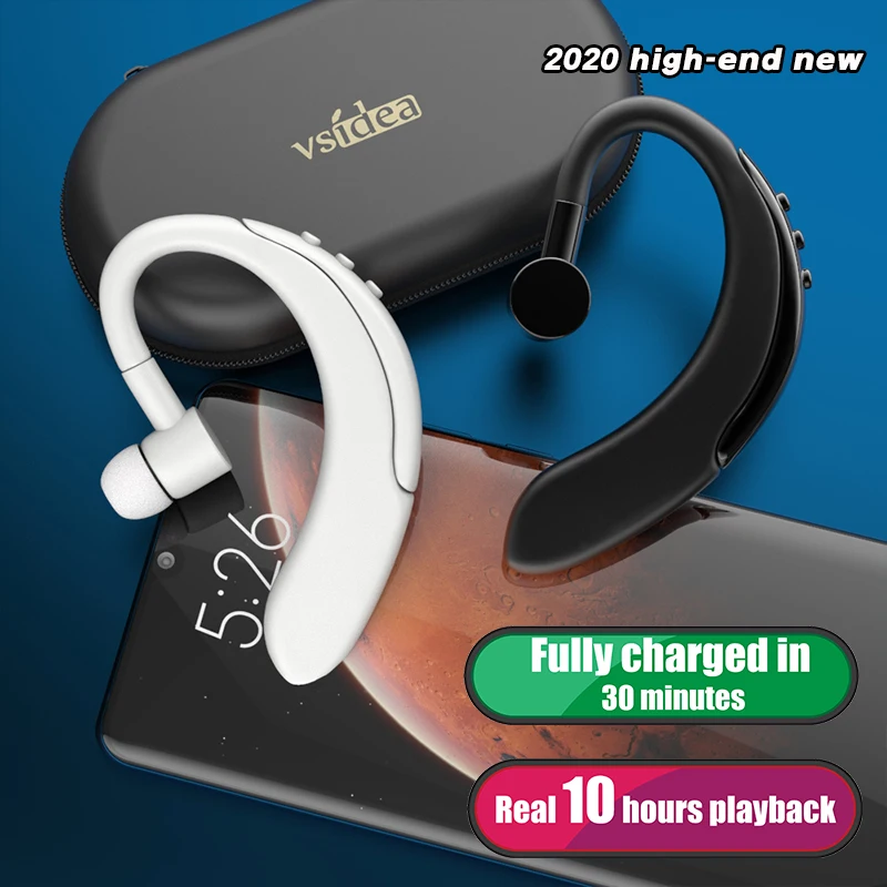 Vsidea Business Bluetooth Sports Headphone Driver Handsfree ear hook Earphone with Mic Noise Cancelling For iPhone ALL PHONE