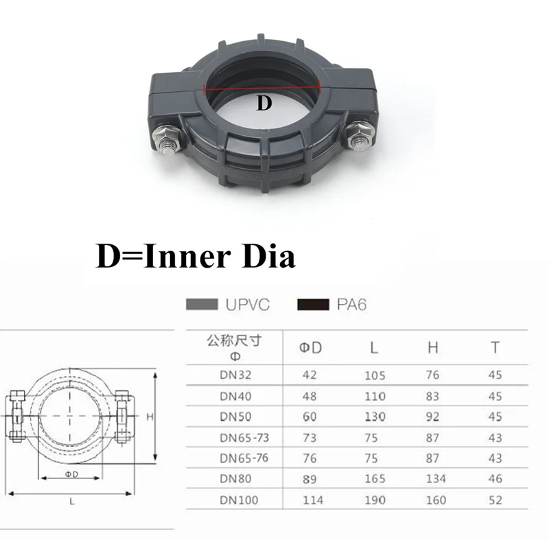 1 stücke UPVC DN32-DN80 Slot hülse joint Clamp Stecker Garten Bewässerung Wasser PVC Rohr Adapter Mechanische Rohr Verbindung