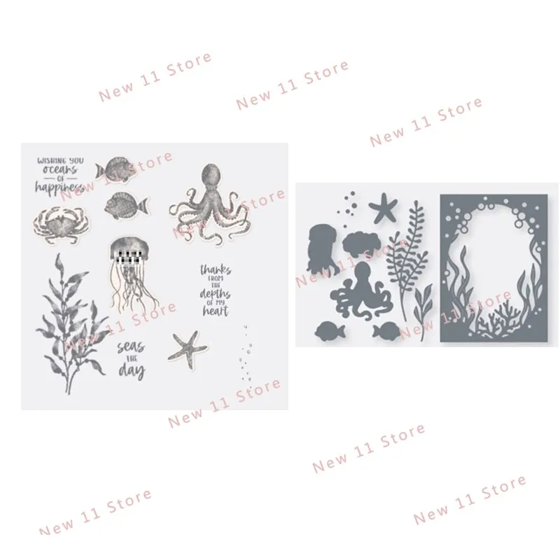 New 2021-2022 The Underwater World Clear Stamps Scrapbooking For Paper Making Fish Cutting Dies Embossing Frame Card