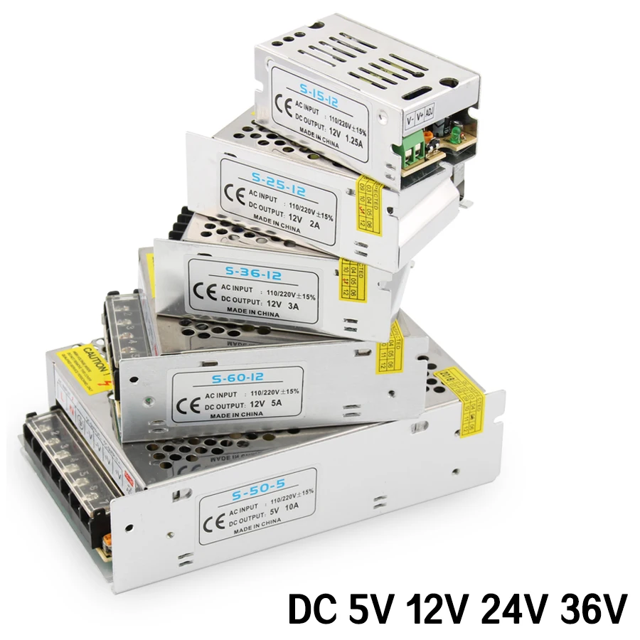 Alimentatore trasformatore AC DC 5V 12V 24V 36V, 1A 2A 3A 4A 5A 6A 8A 10A 15A 20A 30A convertitore di alimentazione Led da 220V a 5V 12V 24V