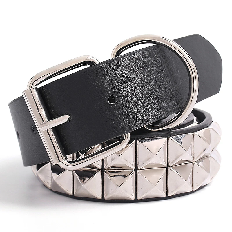 Black Fashion  Rivet Belt Men&Women\'s Studded Belt Punk With Pin Buckle Free Shipping Black Fashion Rhinestone Rivet