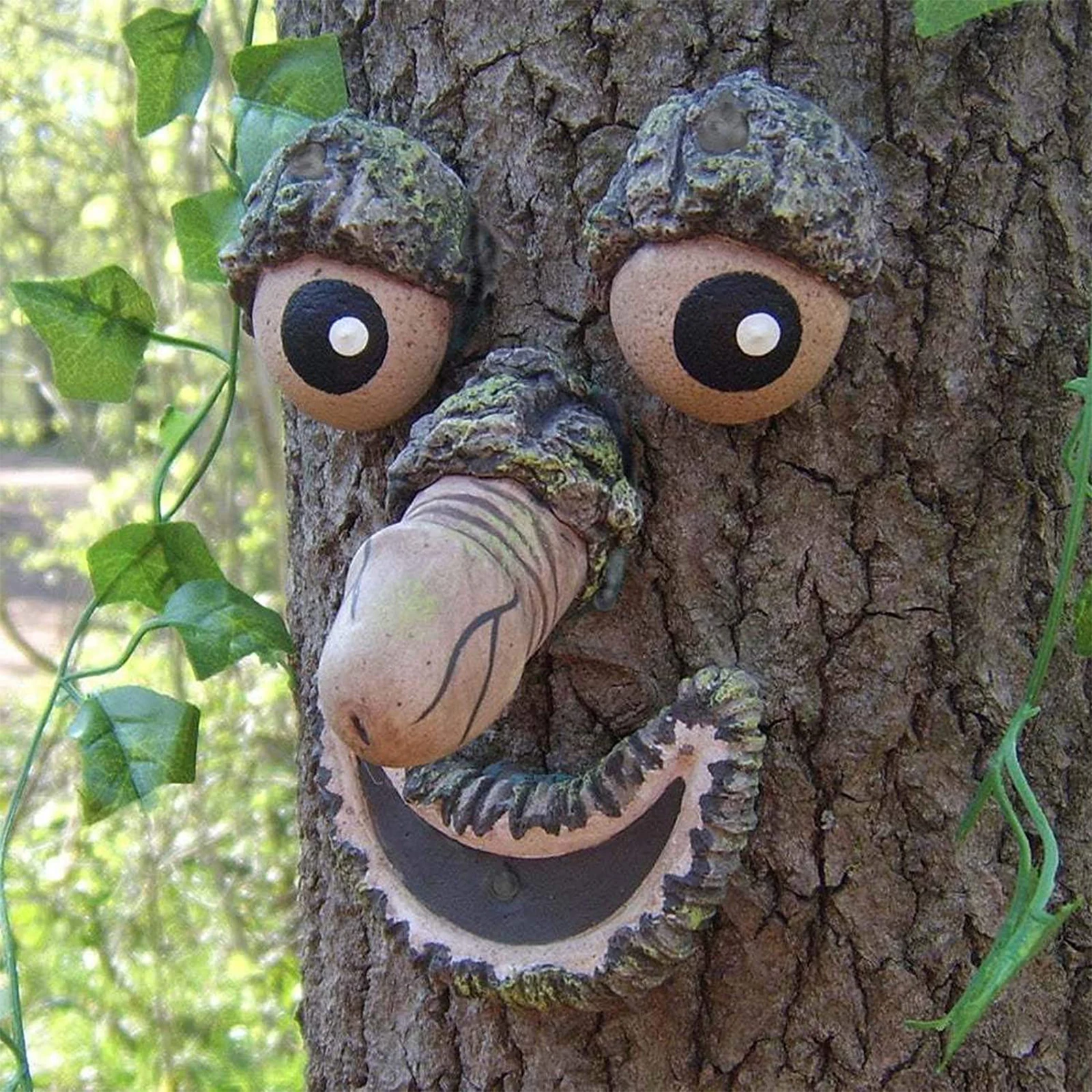 Oster ornamente für Baum monster im Freien, 5 Sinne, Rinden gesicht, Harz kreative Requisiten, DIY Lustige Ornamente, 1 PC