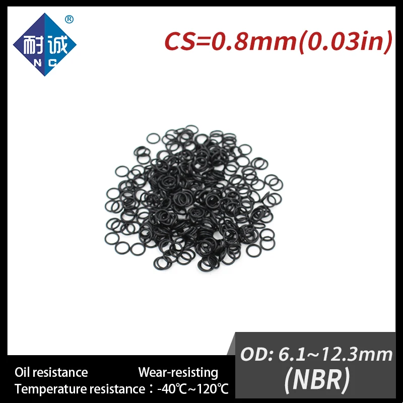 10PCS/Lo Nitrilet Rubber Black NBR CS0.8mm OD6.1/6.6/8/8.25/8.6/9.5/11.8/12.3mm O Ring Gasket Oil Resistant Waterproof  O-Ring
