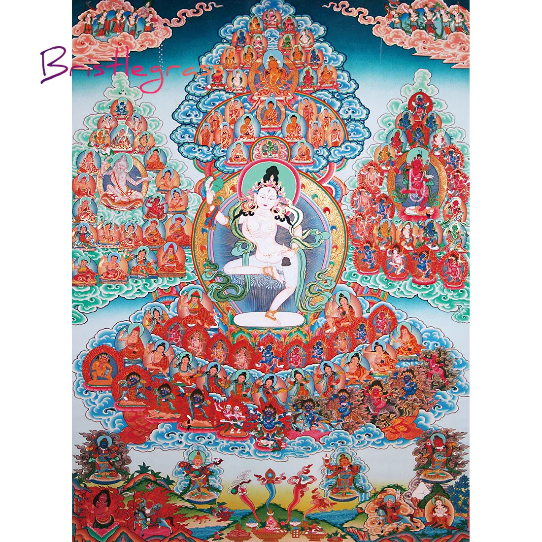 BRISTLEGRASS Wooden Jigsaw Puzzles 500 1000 Pieces Vajrayogini Tibetan Buddhism Art Thangka Paintings Educational Toy Home Decor