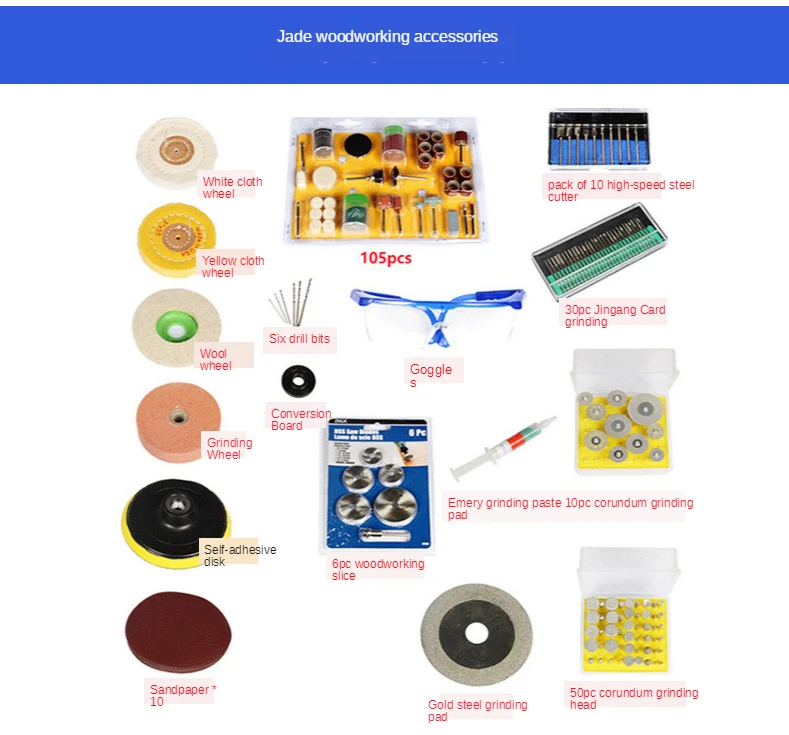 Kit de máquina de polimento de moedor de bancada multiuso para joias dentárias conjunto de kit de moedor de bancada de torno de motor