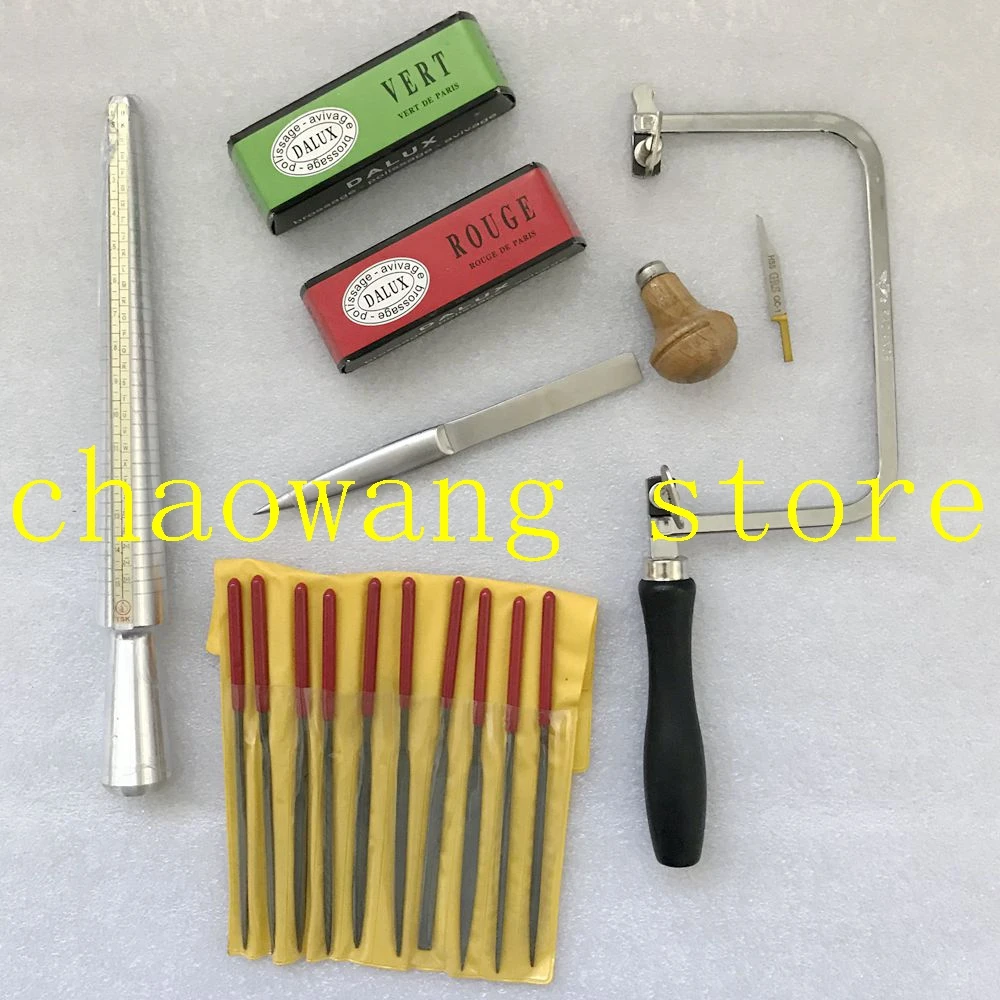 Jewelry tools Kit Saw bow ring mandrel jewelry needle file polishing wax tweezers graver with handle