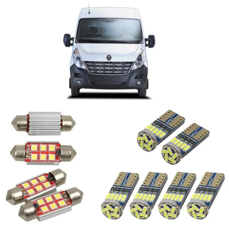 Interior led Car lights For Renault master 3 box fv/bus jv 2010 car accessories boot light License Plate Light 8pc