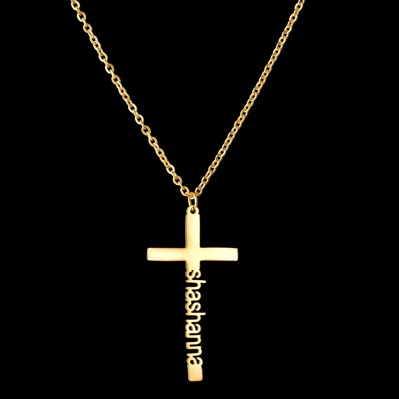 Stainless Steel Customized Name Cross Necklace For Women Men Hip Hop Cool Accessory Fashion Jesus Christ Cross Pendant Gifts