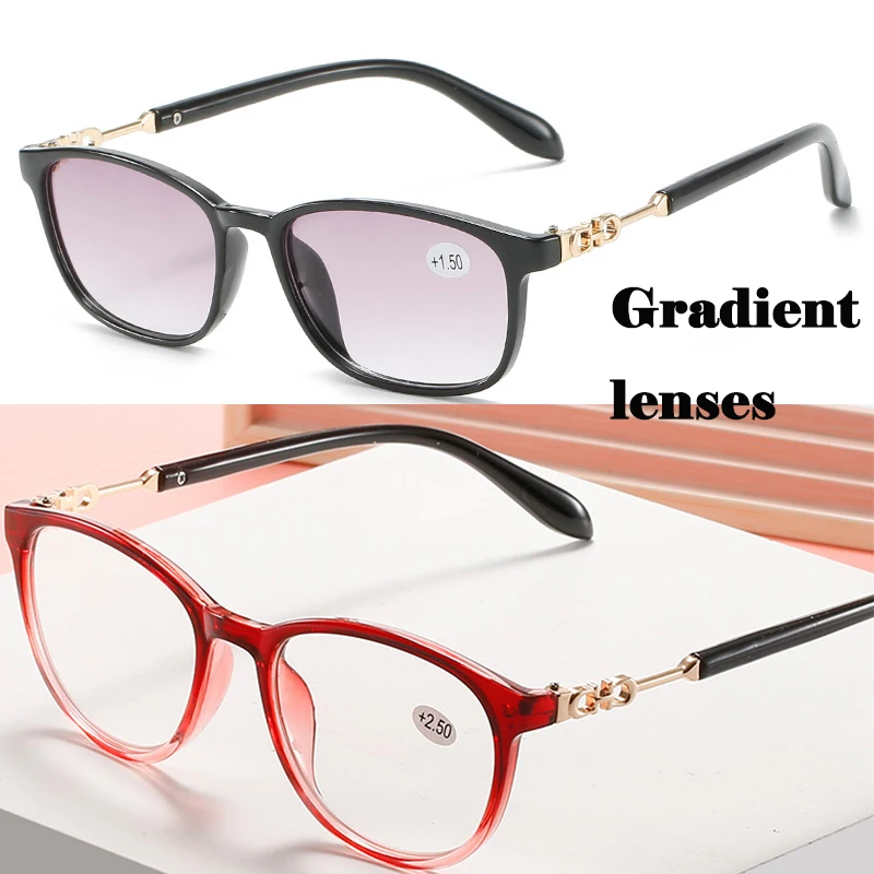 

Luxury Gradient Lenses Reading Glasses Men Women Fashion Ultralight Metal Full Frame HD Presbyopic Glasses High Quality +150 250