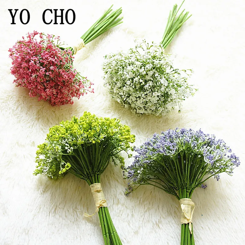 YO CHO Artificial Flowers Babies Breath Flowers Plastic Flowers Bouquets Faux Flower Stems Fake Gypsophila Plants Flowers