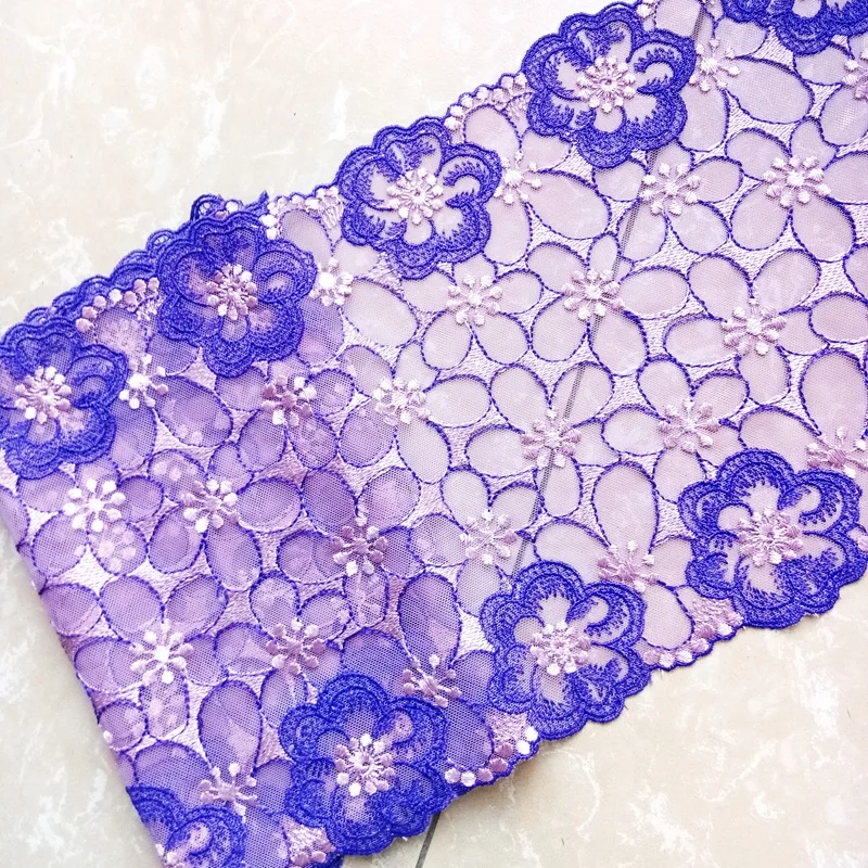 

12Yards Purple White Flowers Embroidered Lace Trim Edge Soft Lingerie Underwear Bra Doll's Dress Sewing Fabric DIY