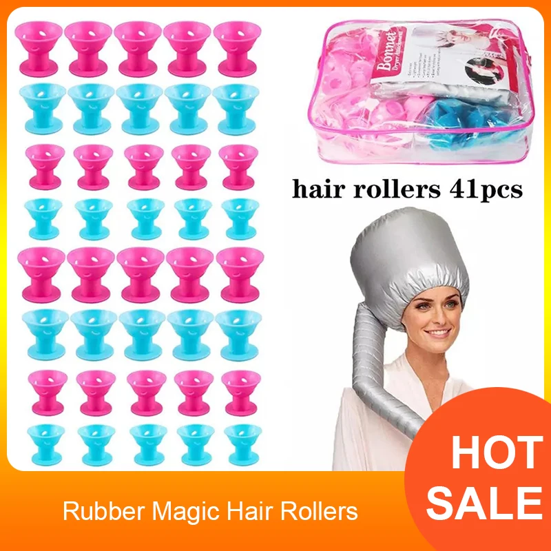 

Hair Rollers 41Pcs Soft Rubber Magic Hair Care Rollers Silicone Hair Curler Twist Hair No Heat Hair Curling Styling DIY Tools