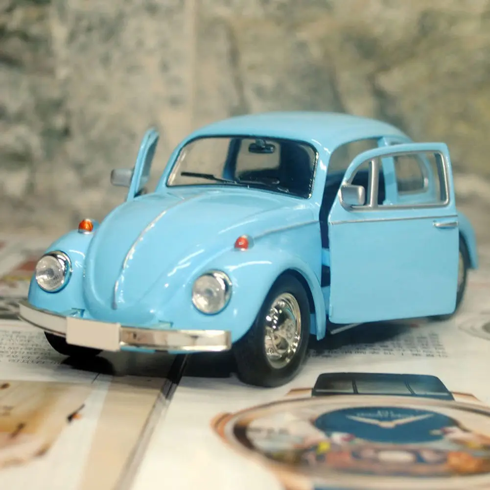 Vintage Beetle Diecast samochód z napędem Pull Back zabawkowy Model dla dzieci prezent Decor śliczne figurki