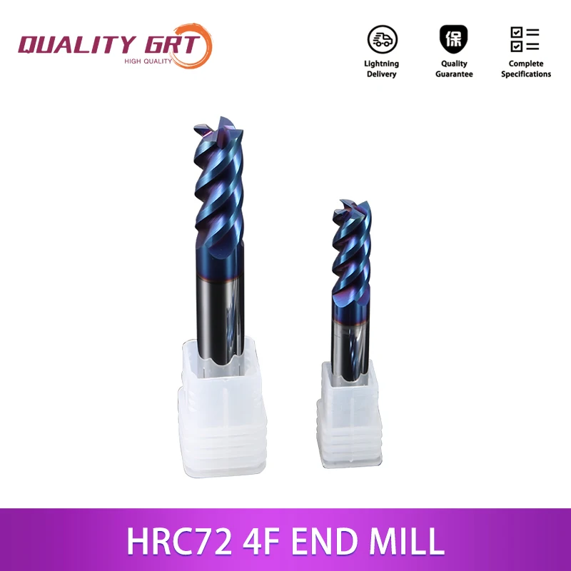 

Q.Grt Carbide Milling HRC72 metal Carbide end mill 4 Flute Coating Tungsten Steel cutting milling cutter set End Mills