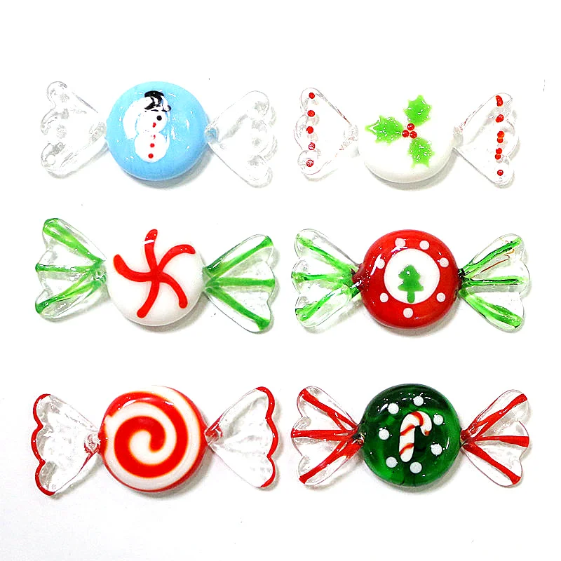 Christmas Decoration Murano Glass Candy Ornaments Creative Lovely Lucky Leaf Snowman Cane Xmas Tree Pattern Design Sweets Gifts