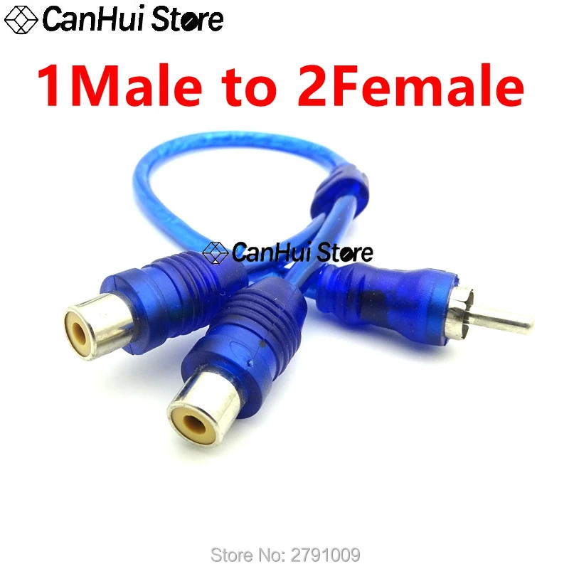 1Pcs Car Audio Cable 1 Male To 2 Female / 1 Female RCA 2 Male Adapter Cable Wire Splitter Stereo Audio Signal Connector