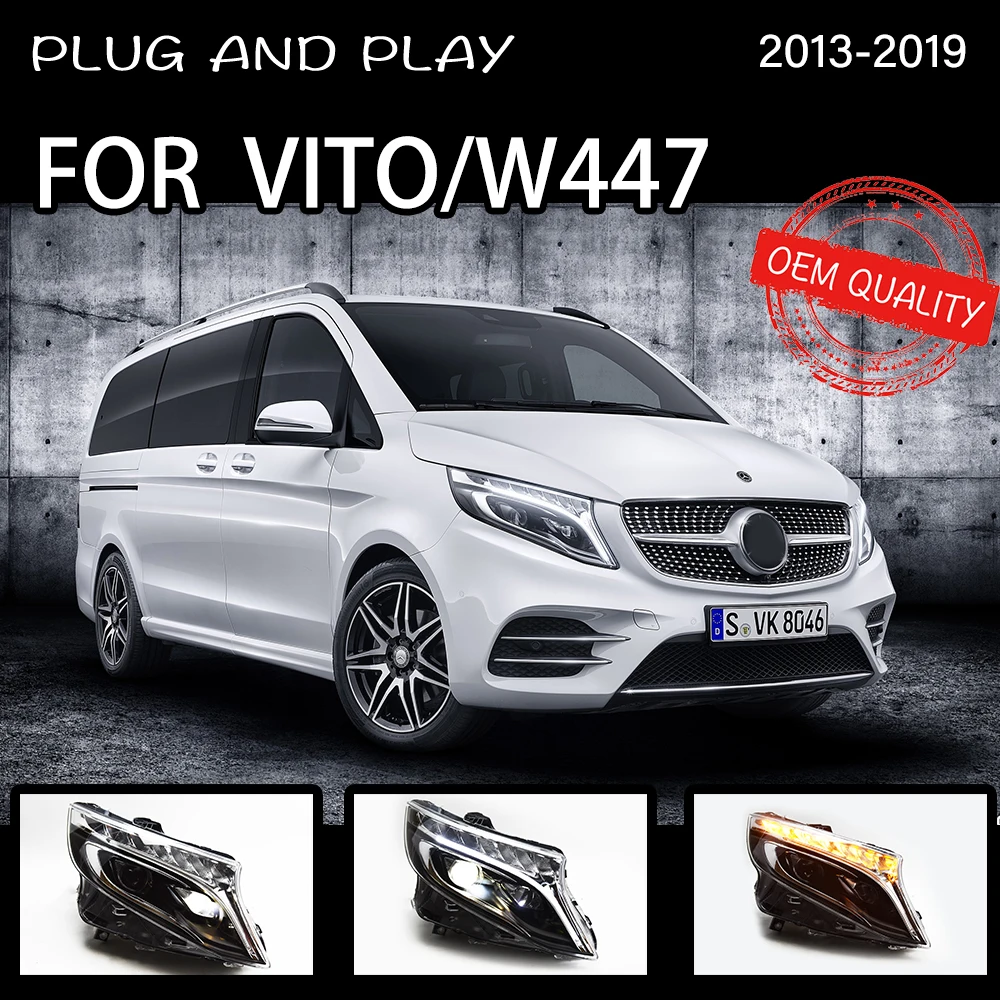 Headlight For Benz Vito 2013-2019 Car автомобильные товары LED DRL Hella 5 Xenon Lens Hid H7 Benz W447 Car Accessories