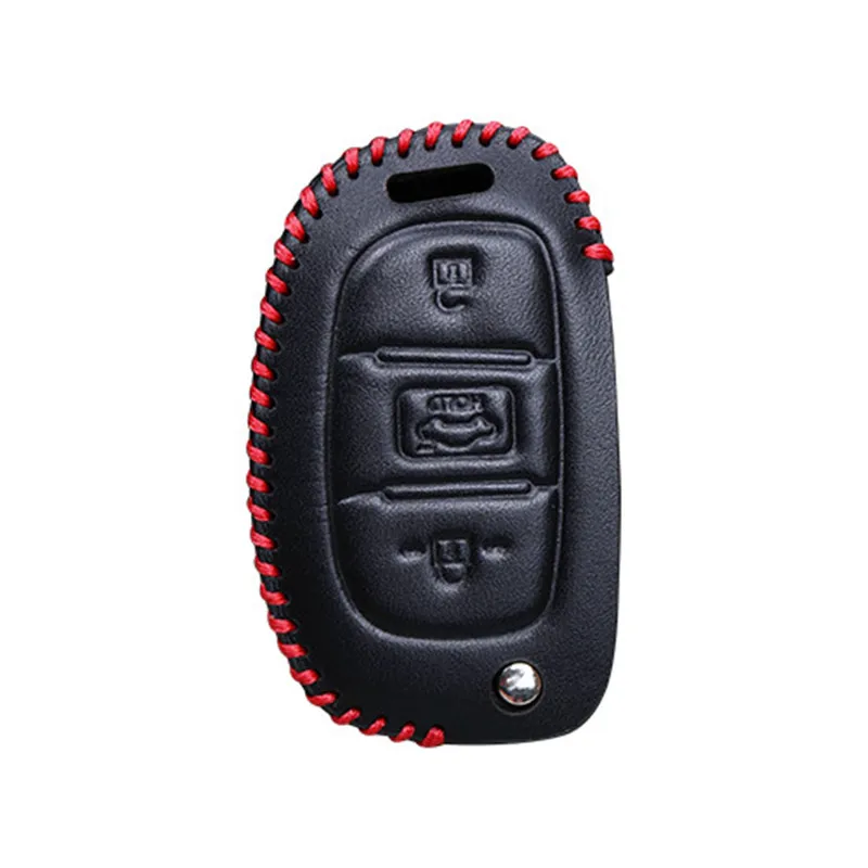 Leather Car Key Cover Case For Hyundai Solaris ix25 ix35 ix45 Santa Fe HB20 Verna Solaris Creta i10 i20 i30 Tucson 2019 2017