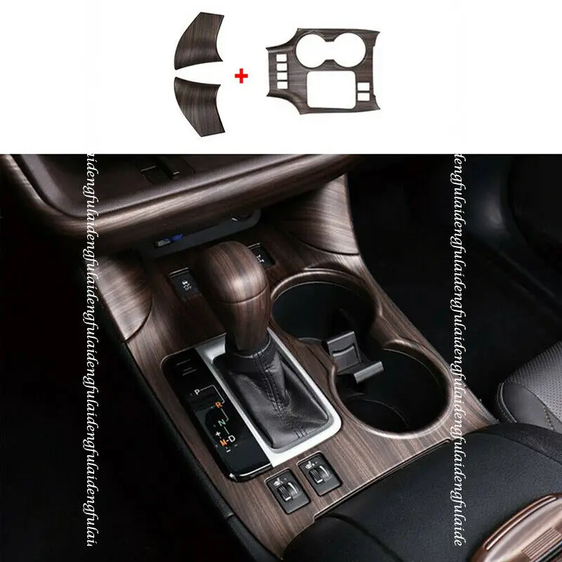 

For Toyota Highlander 2015-2019 Wood grain Inner Gear Shift Box Panel Moulding Cover Trim 3Pcs Car Accessories