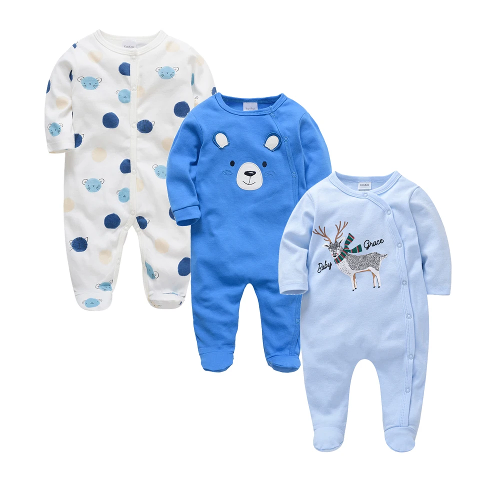 2024 2/3 pcs set Baby Rompers 0-12 months Cotton Autumn Winter Overalls Cartoon Print Newborn Clothes Infant Toddlers Jumpsuit