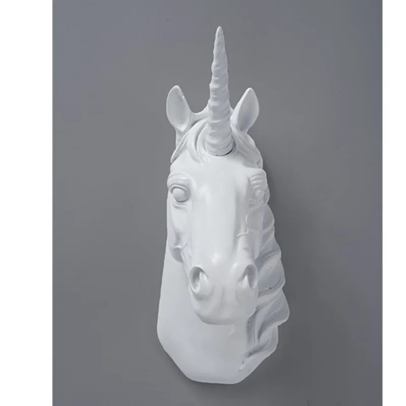 

Vintage Unicorn Wall Decoration Animal Head Art Sculpture Deer Statue Wall Hanger Resin Crafts Home Decoration Accessories R1108