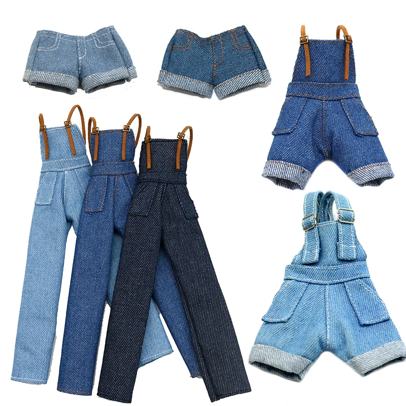 Fashion Doll Clothes Casual Jeans Set For 1/6 Doll Outfits 29 CM Dolls Denim Shorts T-Shirt  Pleated Group For Baby Girl