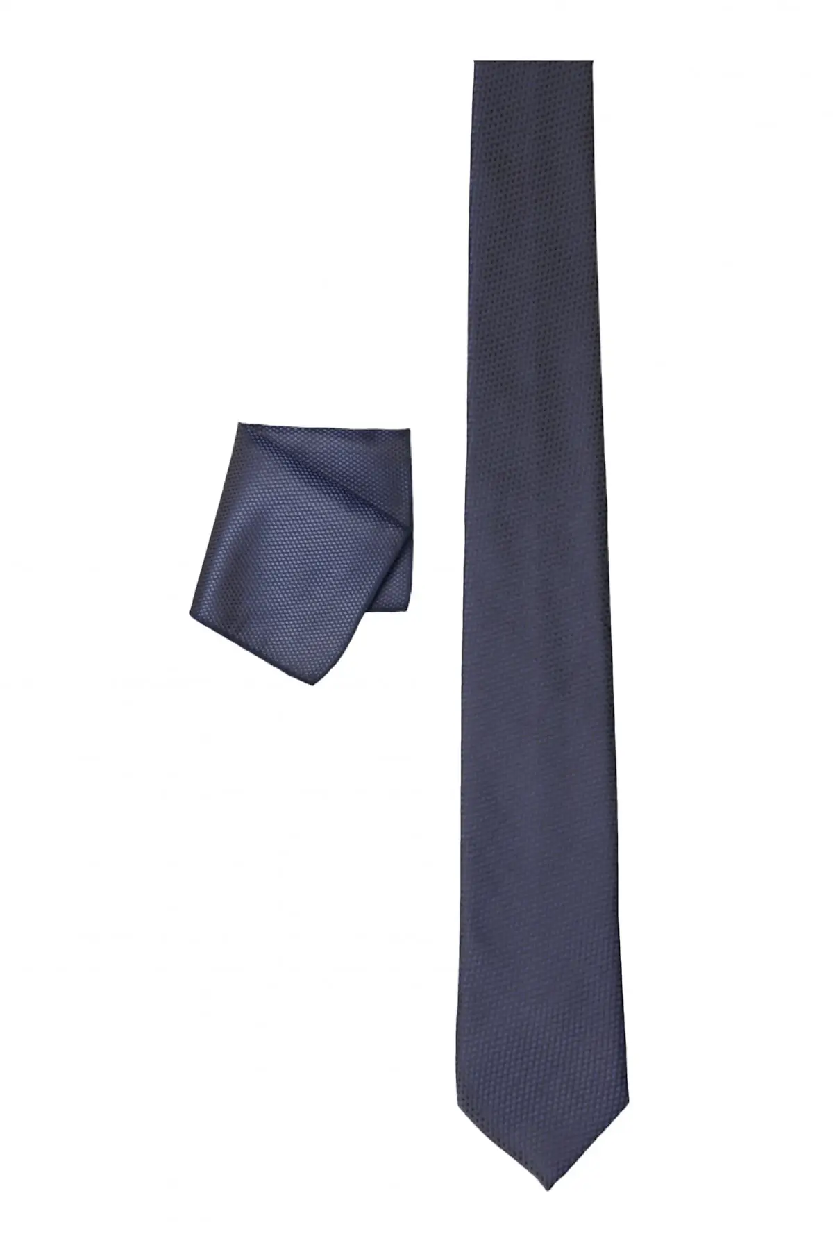 Male Navy Blue Nano Tie-Handkerchief Set