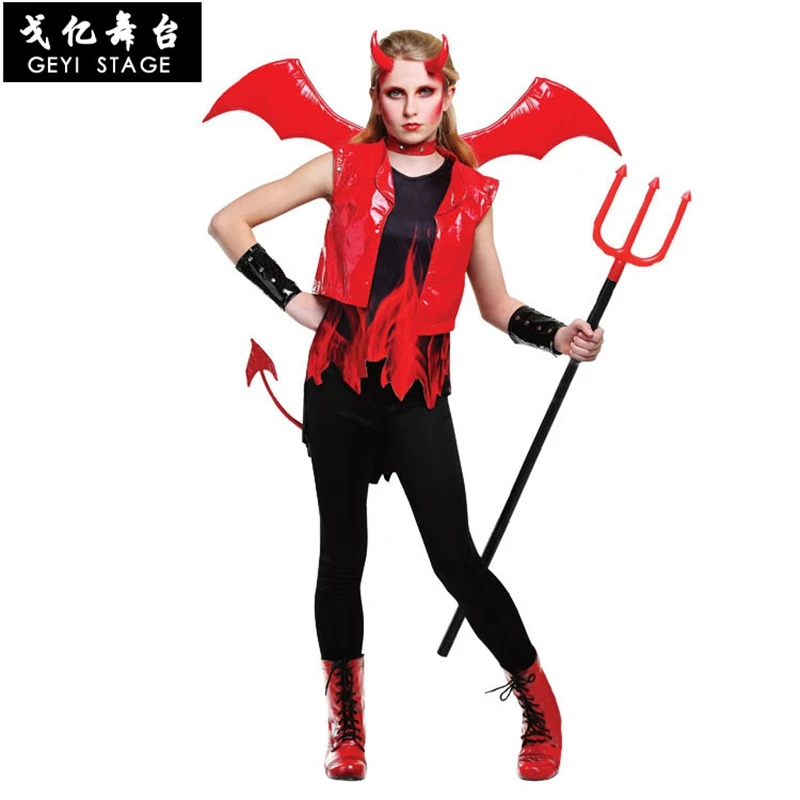 

Cosplay Film Halloween Party Clothing Devil Ghost Fire Kid Red Angel of Hell Fire Halloween Costumes for Girl Boy