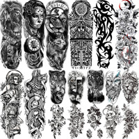 Full Arm Temporary Tattoos Sleeve For Men Women Realistic Fake Tatoos Warrior Lion Tiger Flower Tatoo Sticker Black Totem Maori