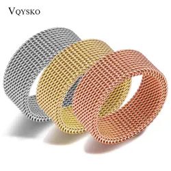 Fashion Unisex Mesh Stainless Steel Ring Circle Woven Mesh Women Men Wedding Rings Friends Gift