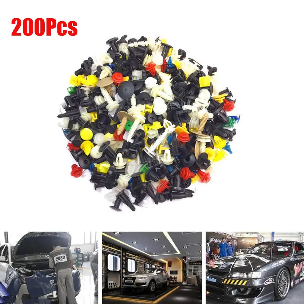 200pcs Universal Mixed Car Bumper Clips Various Plastic Rivet Fastener Push Pin Bumper Fender Panel Car Accessories