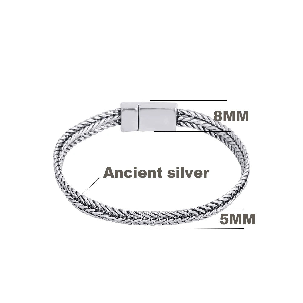 Fashion New Link Chain Ancient Silver color Bracelet Women Heavy 5MM Wide Mens Buddha Bangles 2020 Bicycle Chain Wristband