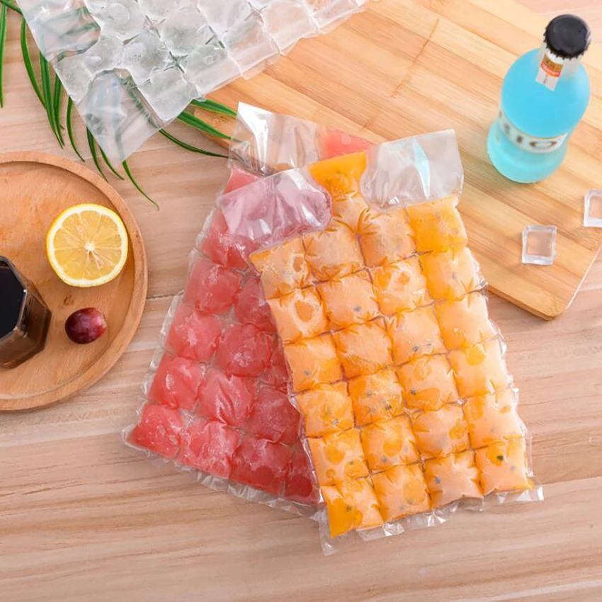 10Pcs/set PE Transparent Disposable Ice Cream Bags Ice Cube Tray Mold DIY Handmade Ice Block Bag Mould Kitchen Ice Cream Tools