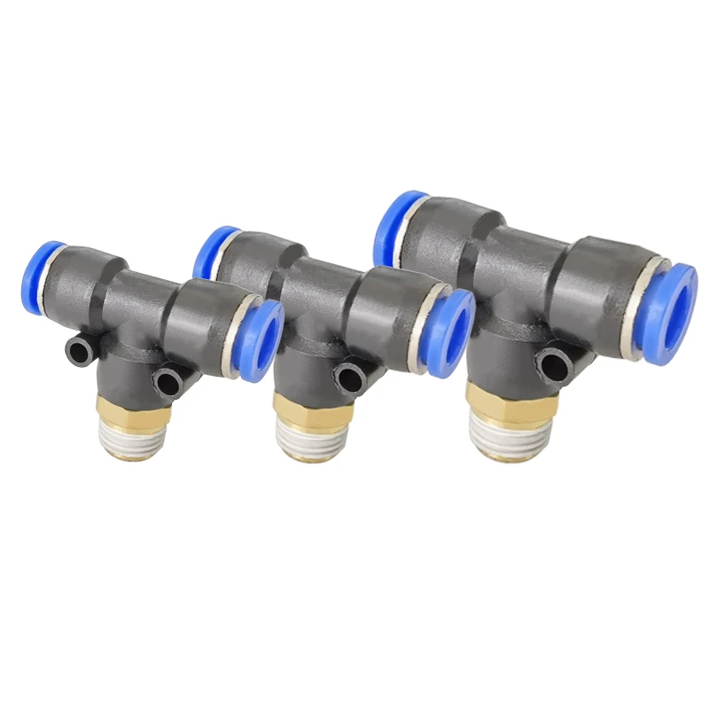 

10PCS/LOT PB4-01 PB6-01 PB8-02 PB10-02 PB12-02 Male Thread One Touch Push in T Joint Pneumatic Quick Fittings