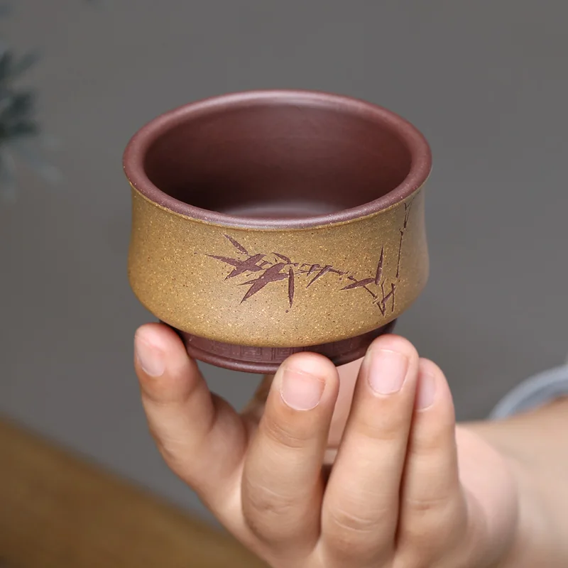 

★Yixing purple sand sample tea cup famous individual cup of kung fu tea cup master cup purple sand cup of whitewash