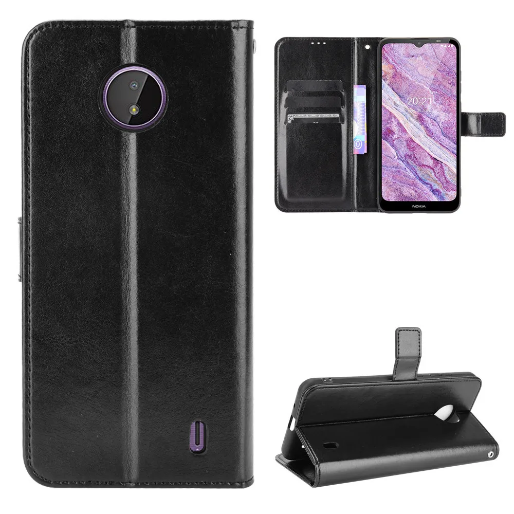 For Nokia C10 C20 Case Luxury Flip PU Leather Wallet Lanyard Stand Case For Nokia C 10 C 20 NokiaC10 NokiaC20 Phone Bags