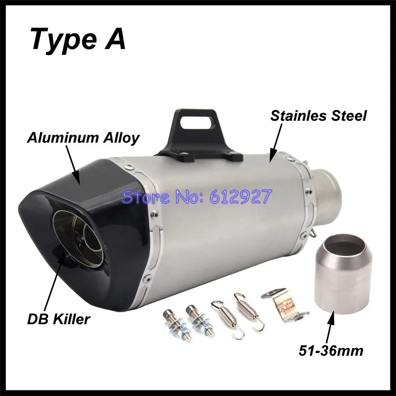 Inlet 51mm Motorcycle Exhaust Pipe Muffler Universal Motorbike Pitbike Universal Exhaust Muffler Tube DB Killer Escape Moto