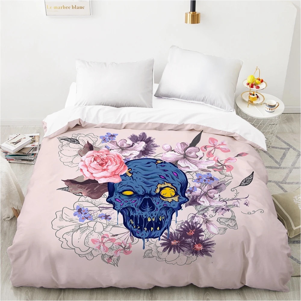 Duvet cover Quilt/Blanket/Comfortable Case Luxury Bedding 140x200 150x200 240x220 240x260 for Home 3D Print Skull pink