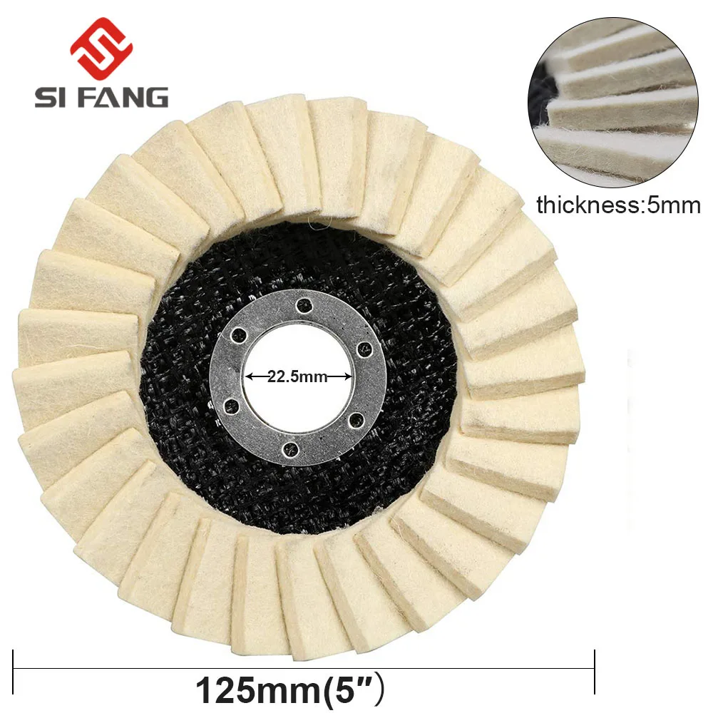 5Inch 125mm Round Polishing Wheel Felt Wool Buffing Polishers Pad Buffer Disc For Angle Grinder Polishing Discs 1/2/5/10Pcs