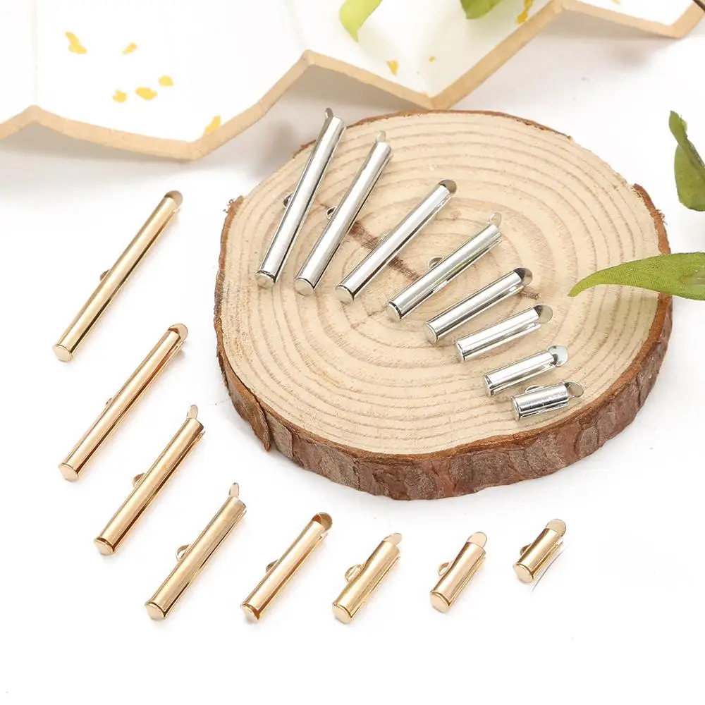 New 30-50pcs Crimp End Beads  End Clasp Tubes Slider End Caps DIY Necklace Bracelet Connectors Jewellery Findings