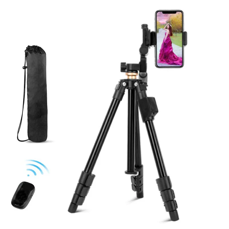 Beike QZSD Nhẹ Điện Thoại Chân Máy Ảnh Tripod 122Cm Ổ Cắm Kéo Dài Có Thể Điều Chỉnh Điện Thoại Thông Minh Chân Máy Có Từ Xa Không Dây Và Giá Đỡ Điện Thoại