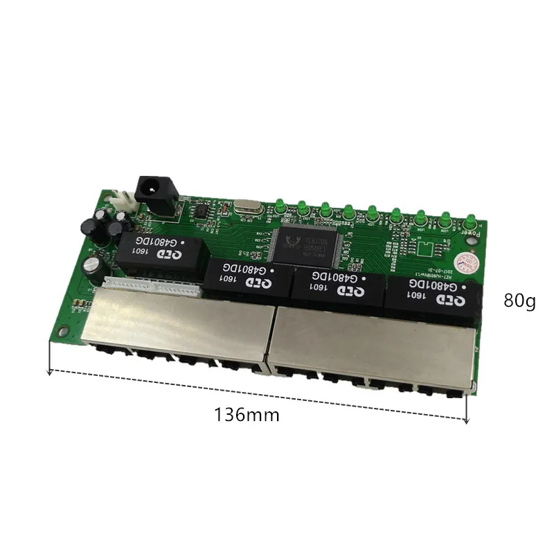 OEM PBC 8พอร์ตสวิตช์ Gigabit Ethernet 8พอร์ต Met 8 Pin Way 10/100/1000 M Hub 8way power Pin Pcb Board OEM เจาะ Gat