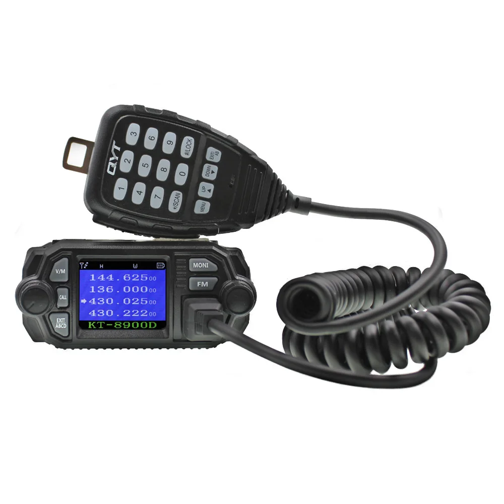 QYT-KT-8900D Mini rádio móvel, banda dupla, 136-174MHz, 400-480MHz, 25W Walkie Talkie, estação transceptora KT8900