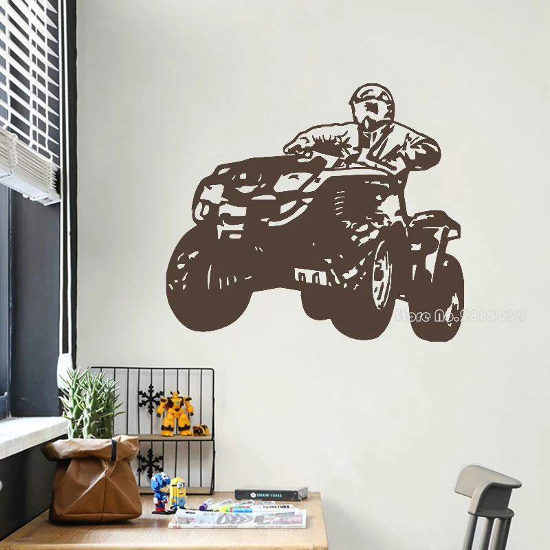 Simple Quad Bike Wall Decal ATV Garage Motorc Speed Decor Vinyl Wall Sticker Kids Play Wallpaper Playroom Cool Mural Decal LL458