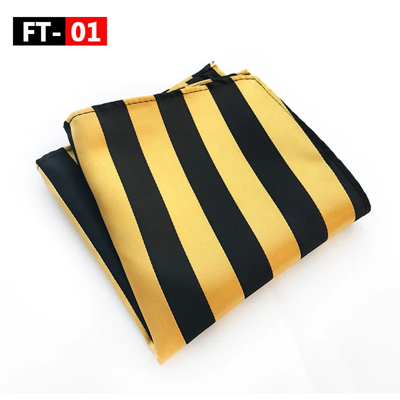 Blue Gray Yellow Pink Men's Handkerchief Striped Printed Hankies Silk Polyester Hanky Business Pocket Square Chest Towel 25*25CM