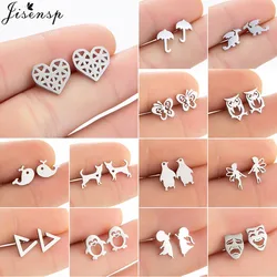 Lovely Animal Stainless Steel Earings Fashion Jewelry 2026 Penguin Umbrella Butterfly Dinosaur Stud Earrings Girls Birthday Gift