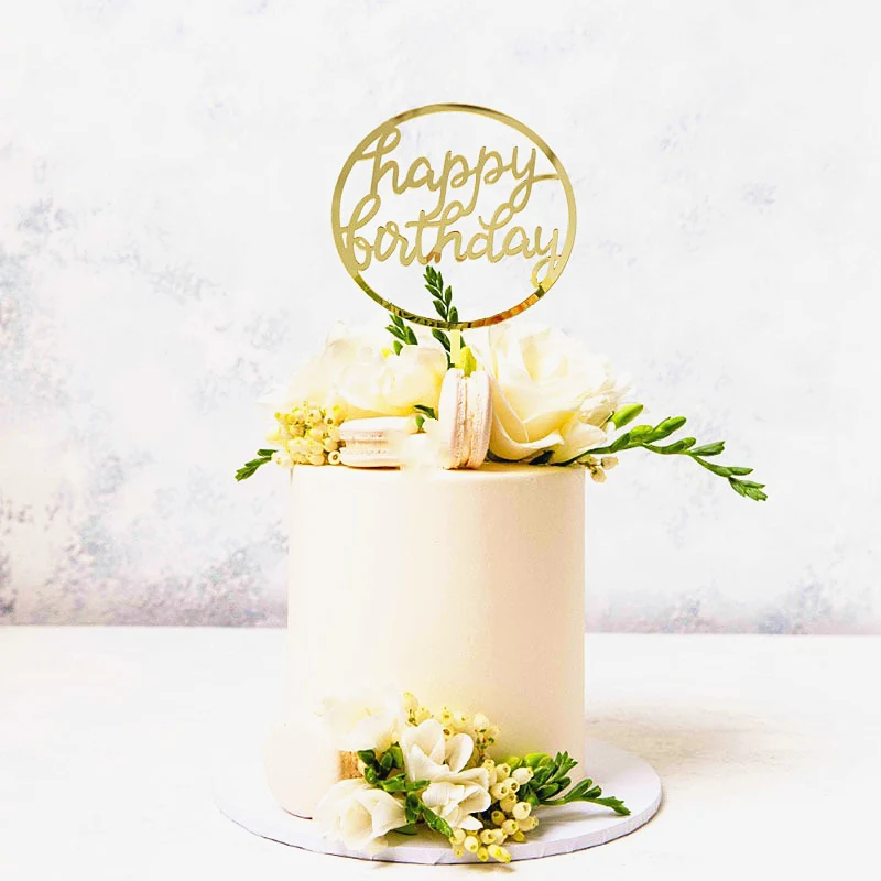 Gold Silber Alles Gute zum Geburtstag Kuchen Topper Acryl Klassische Geburtstag Cupcake Topper Dessert Dekoration für Baby Dusche Kuchen Liefert – Detail 26