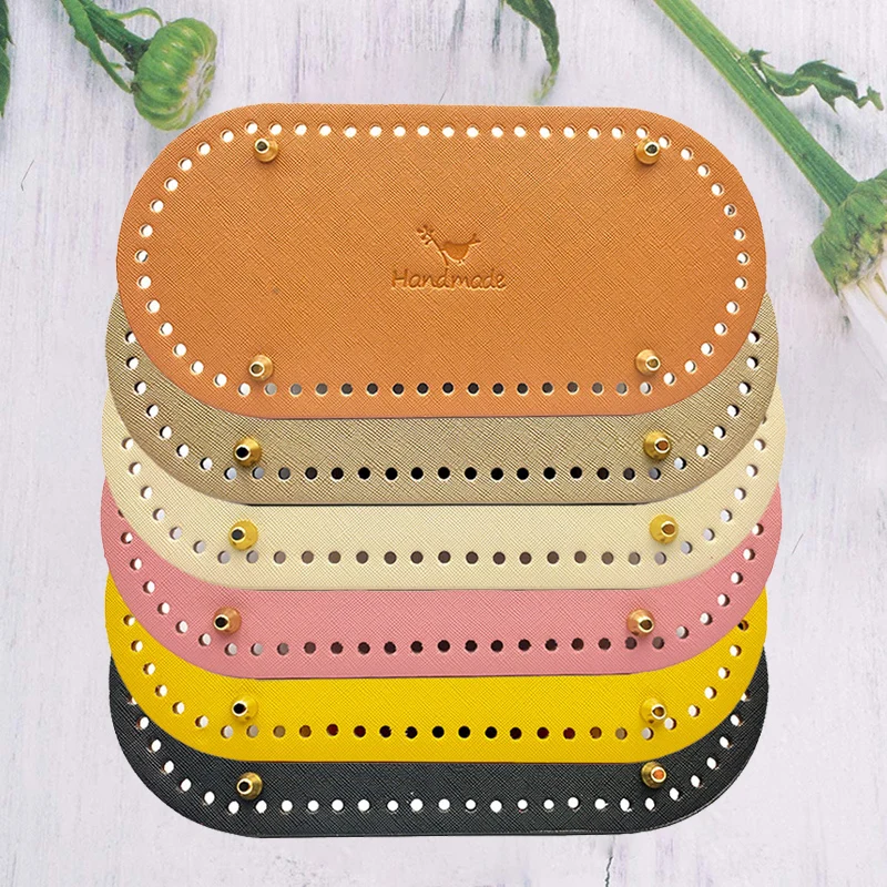 12*25cm  Oval Bottom for Knitted Bag PU leather Base Bag Accessories Handmade Bottom DIY Crochet Pad Woven Leather Bag Bottom