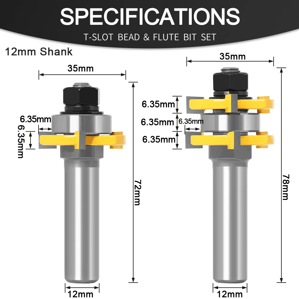 Tongue and Groove Router Bit Set 1/4\